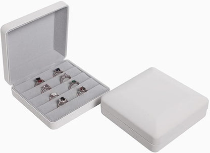 Small Ring Organizer Box, Portable Jewelry Rings Display Collector Case, Jewelry Ring Tray holder Showcase. Modern Rings Storage Boxes Fit for Women, Girl for Travel (White)
