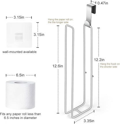 Bathroom Toilet Paper Roll Holder for 3 Roll Tissue, Brushed Nickel,Over The Tank Toilet Paper Holder,Self Adhesive Toilet Paper Holder Storage Wall Mount,Stainless Steel Toliet Paper Holder（2 Pcs）