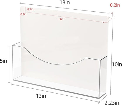 PecMuikee Wall File Organizer, Horizontal Acrylic Mail Magazine Holder Wall Mount, 4 Colors of Screw Caps Included Hanging File Organizer for School, Office, Hospital, 2 Pcs