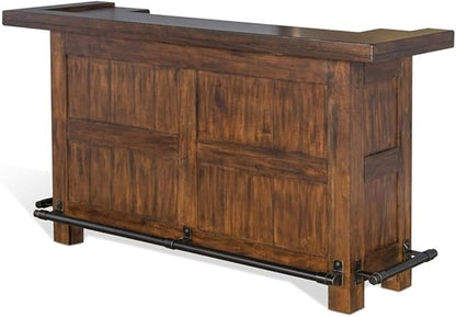 Sunny Designs Tuscany 78" Farmhouse Wood Bar Unit in Medium Brown