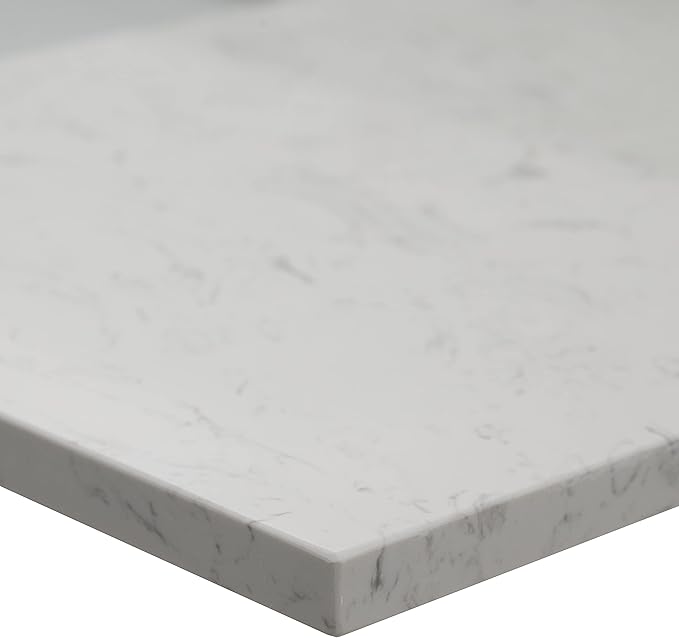 MSI Carrara Sky Vanity Top with Under Mount Rectangle Ceramic Sinks, Engineered Marble Stone, 4" CC Faucet Holes, 49"X22"