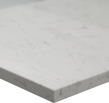 MSI Carrara Sky Vanity Top with Under Mount Rectangle Ceramic Sinks, Engineered Marble Stone, 4" CC Faucet Holes, 49"X22"