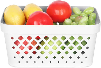 Glad Plastic Baskets for Organizing, Set of 6 | Pantry Storage for Under Counter, Linen Closet, and Bathroom | Nesting Shelf Bins with Handles, 1 Gallon, White