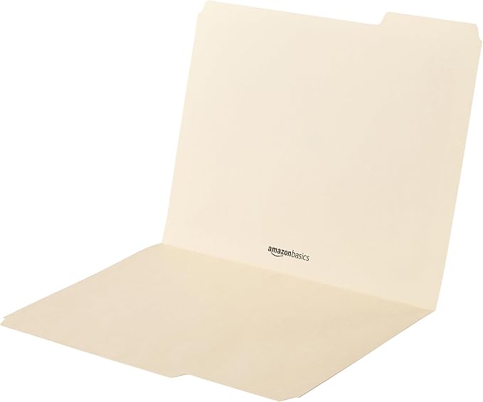Amazon Basics Sturdy File Folders with Reinforced Tabs for Filing and Organization, 1/3-Cut Tab, Assorted Positions, Letter Size, 8.5x11 inches, Manila, 200-Pack