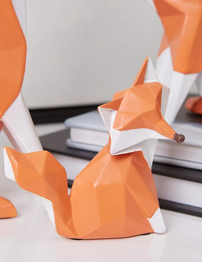 HAUCOZE Fox Statue Figurine Modern Animal Sculpture Home Decor Geometric Art Gift for Shelf Desk Living Room 4.0 Inch