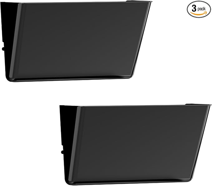 Clear Acrylic Single Pocket, Plastic Hanging Wall Mount File Holder for Office Home (Black, 2 Pack)