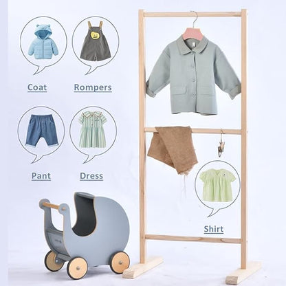 Pink 12.7" Ultra-Thin Wooden Children Closet Clothes Clips Hangers 20PCS Wood Baby Kids Coat Hangers for Infant Toddler Newborn Jumpsuit Pants Skirts Jeans Space Saving Heavy Duty Durable