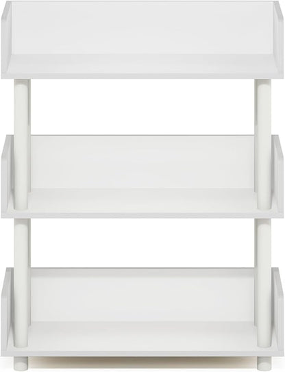 Furinno Turn-N-Tube Display Shelf, 3-Tier Storage Shelves with Side Panels, Open Shelves Book Shelf with Rounded Corner Top Edges, for Organization and Storage, Living Room, Home Office, White