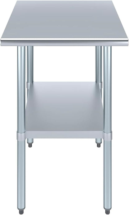 AmGood 30 in. x 24 in. Stainless Steel Work Table | Metal Kitchen Food Prep Table | NSF