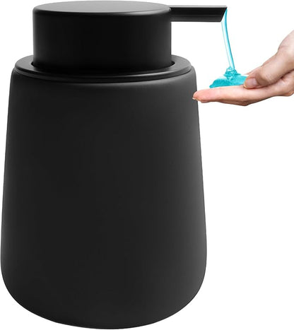 Soap Dispenser Ceramic with Easy-to-Press Pump Hand Lotion Liquid Dispenser for Shampoo Bathroom Kitchen 12 oz Black