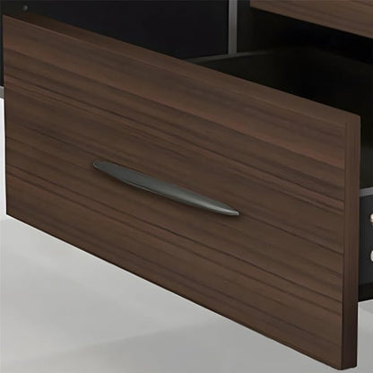 NIUYAO L-Shape Desk Executive Computer Desk with Drawers Brown/Grey Modern Writing Table Storage Shelves Work Desk PC Table Home Office Study Desk Without Chair -79" L x 71" W x 29.5" H (Left)