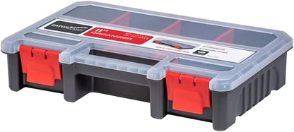 Compact Parts Organizer Box – Small Hardware Storage Case with 9 Compartments & 5 Dividers – Durable Nylon Screw, Bolt, Craft Organizer for Toolbox, Drawer, or Garage Use
