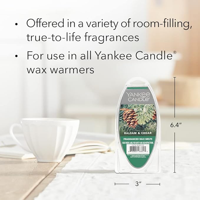 Yankee Candle Balsam & Cedar Wax Melts Packs of 3-18 Total Wax Melts Perfect for Christmas & Holiday Season