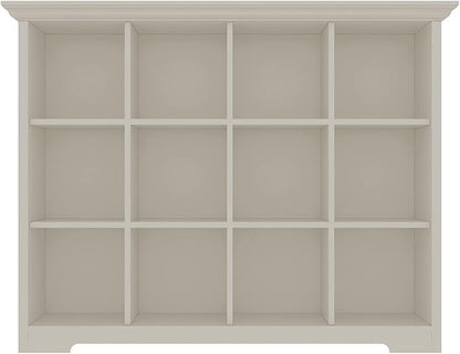 Wooden Cube Bookcase with Base - Modern 3 Tiers Floor Standing Open Shelf Cabinet for Home and Office, 12-Cube Lattice Bookshelf, Warm White