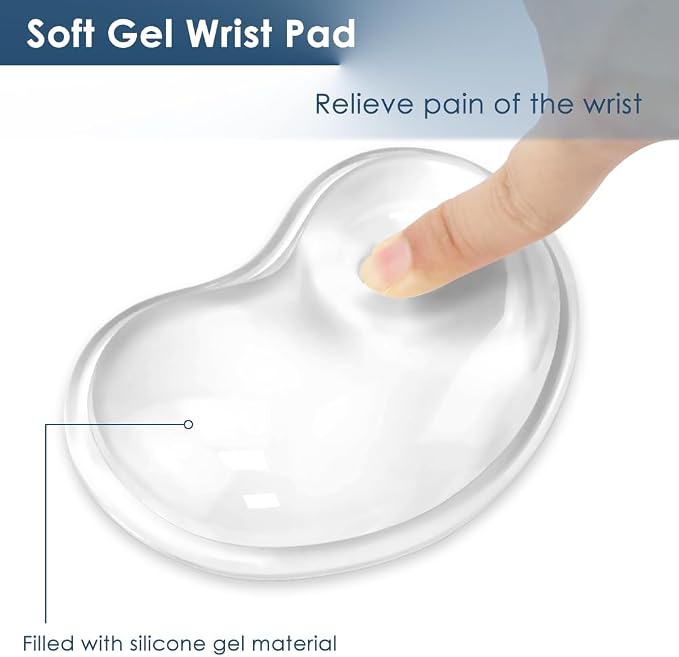 Soft Mouse Wrist Rest Pad Comfortable Cool Silicone Gel Ergonomic Cushion Small-Sized Hand Pain Relief Support Pad with Gel-Filled for Laptop Computer Office & Home (Transparent)