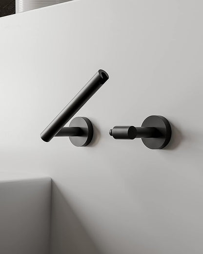 Ruacq Toilet Paper Holder Matte Black Double Post Pivoting Round Tissue Holders Roll Holder Hangers Toilet Paper Holders SUS 304 Stainless Steel Modern Wall Mounted