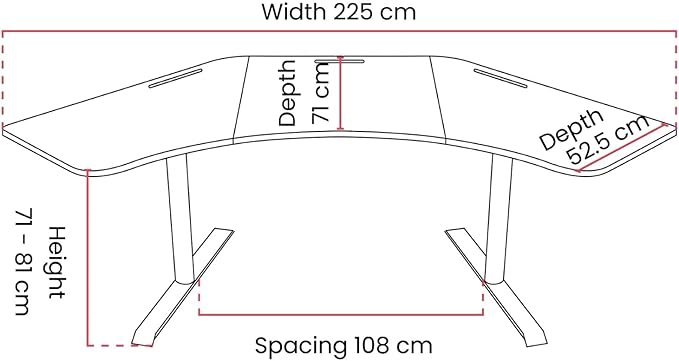 Arozzi Arena Angelo L Shaped GamingDesk, PC GamingDesk L Shape, Height Adjustable L Shaped Standing Desk for Home Office, with Full Coverage Mouse Pad (Pure Black)
