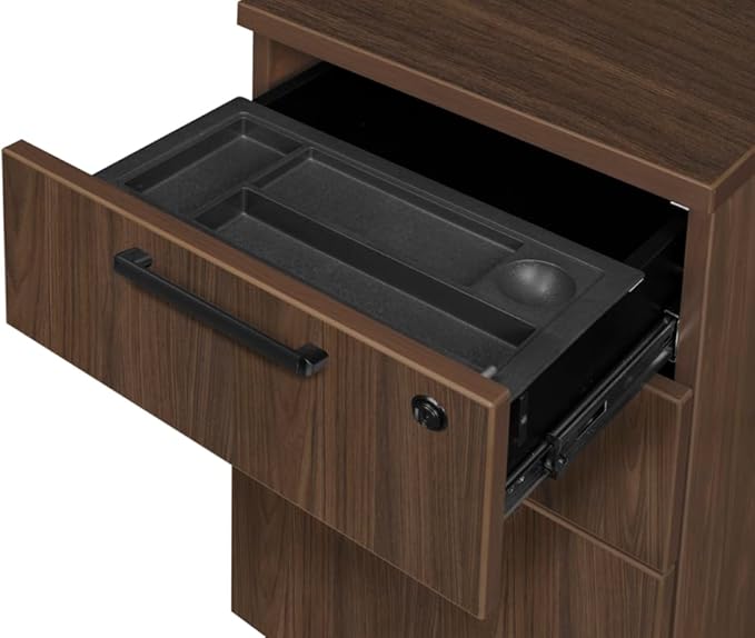 Regency Legacy 60 x 65 in. L Desk with Double Full Pedestal Drawer Unit- Neo Walnut