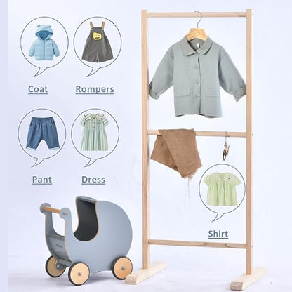 Natural 12.7" Ultra-Thin Wooden Children Closet Clothes Clips Hangers 20PCS Wood Baby Kids Coat Hangers for Infant Toddler Newborn Jumpsuit Pants Skirts Jeans Space Saving Heavy Duty Durable