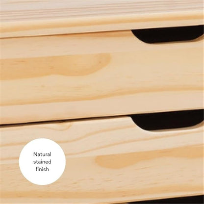 Linon Callie Multipurpose Six Drawer Dresser Wide Wood Rolling File Cabinet Storage Cart in Natural