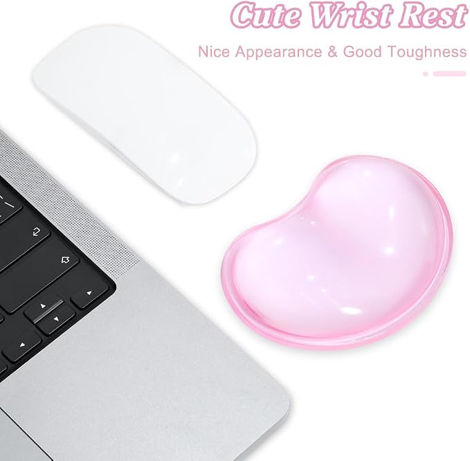 Soft Mouse Wrist Rest Pad Comfortable Cool Silicone Gel Ergonomic Cushion Small-Sized Hand Pain Relief Support Pad with Gel-Filled for Laptop Computer Office & Home (Light Pink)