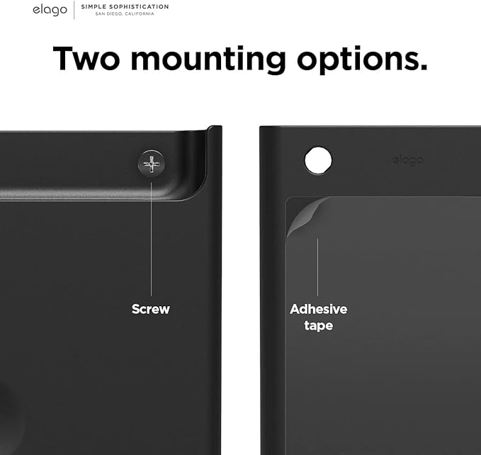 elago Universal Remote Holder Mount Compatible with Apple TV Remote and All Other Remote Controls - Adhesive Tape or Screw Mounting Options, Available Wired Charging [Large] [Black]
