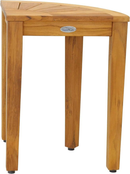 AquaTeak 15.5" Kai Corner Teak Shower Bench - Shower Stool with Elevated Height for Bathroom - Durable Water Resistant Shower Chair - Shaving Foot Rest - Indoor & Outdoor Use