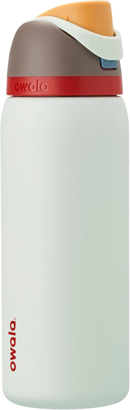 Owala FreeSip Insulated Stainless Steel Water Bottle with Straw for Sports, Travel, and School BPA-Free Sports Water Bottle, 32 oz, Boneyard | Insulated, with Straw, for Sports, Travel, and School, BPA-Free
