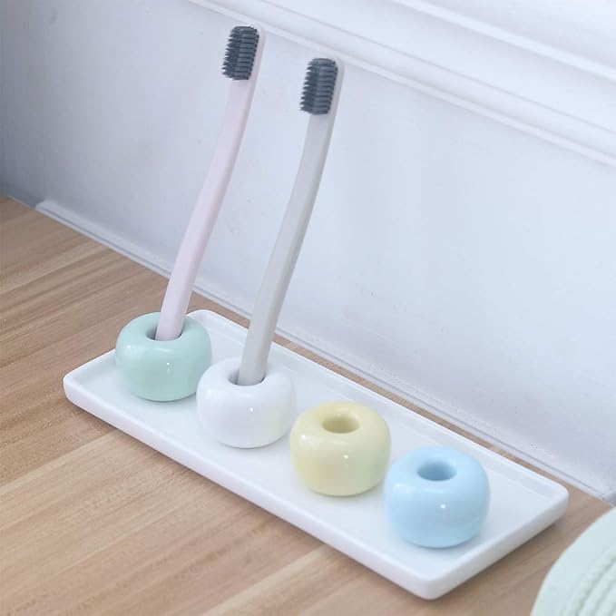 Ceramic Vanity Tray Small Rectangle, Bathtub Tray Bathroom Organizer, Cosmetics Holder for Tissue Candle Towel Plant Jewelry Ring Dish Dresser Perfume Shampoo-White(2 Pcs)(Large)