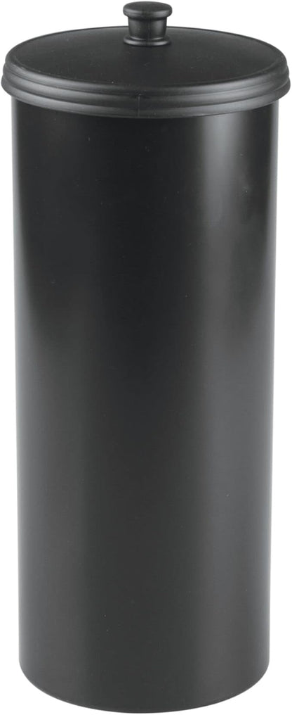 iDesign Freestanding Bathroom Toilet Paper Storage Holder with Lid for 3 Extra Rolls, Matte Black