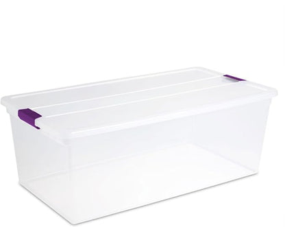Sterilite 12-Pack 110 Quart ClearView Latch Box, Stackable Organizer Bins with Latching Lids - Clear Plastic Organization Containers for Closet, Bedroom, Shelving Units and Everyday Home Storage