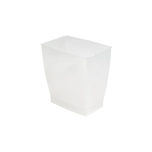 iDesign Small Plastic Bathroom Trash Can, Slim Rectangle Garbage Bin for Bedroom, Office, Dorm, Clear Frost