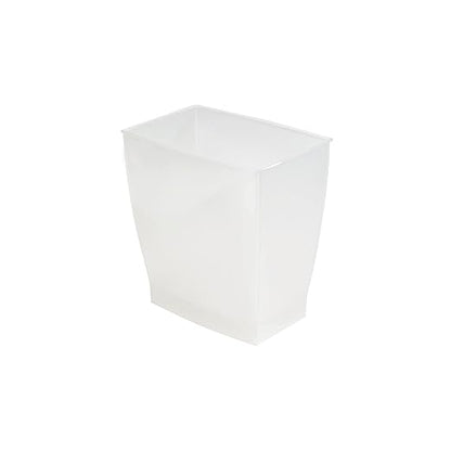 iDesign Small Plastic Bathroom Trash Can, Slim Rectangle Garbage Bin for Bedroom, Office, Dorm, Clear Frost