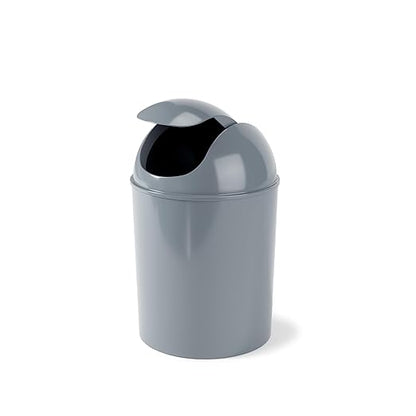 Umbra 1.25 Gallon Mini Waste Can with Removable Swing-Top Lid - Small Garbage Bin for Kitchen, Bathroom, Bedroom, Office - Compact Trash Can Fit Under Tables & Counters - Steel Blue