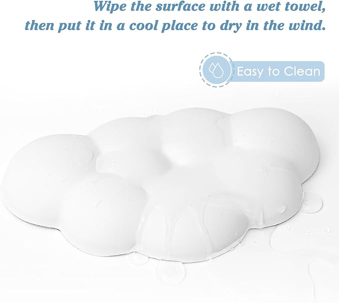Cloud Wrist Rest Cushion for Mouse Ergonomic Soft PU Leather Memory Foam Wrist Pain Relief Mouse Wrist Support Pad with Anti-Skid Base for Office School Home Laptop & Computer Mouse (White)