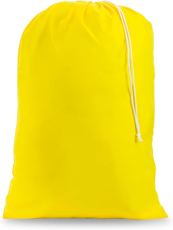 Handy Laundry XL Nylon Laundry Bag, Heavy Duty 30" x 40" - Locking Drawstring Closure, Machine Washable, Rip & Tear Resistant Wash Sack for Travel, Dorm, Hamper Liner, 60 lb Capacity, Yellow