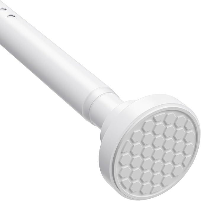 MEXAU White Tension Curtain Rod 40-183 Inch Long Tension Rod 1.26" Spring Tension Curtain Rod Adjustable Curtain Rods No Drilling Tension Shower Rod Curtain Tension Rod for Bathroom Windows Doorways