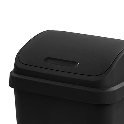 Sterilite 8-Pack Swing Top Wastebasket, Sleek Square Profile Trash Can, 13 Gallon, Black - Modern Garbage Bin for Kitchen, Bathroom, Garage and Workspace, Fits 13 Gal Liners