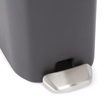 Amazon Basics Compact Plastic Bathroom Trash Can with Soft-Close Lid,Hands-Free Foot Pedal,Removable Inner Bucket,6 Liters,Black,(Pack of 6)