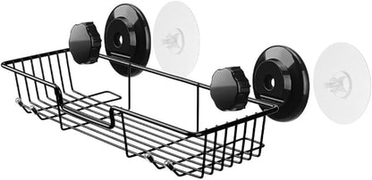 SANNO Suction Cup Shower Caddy Bathroom Caddies Storage Combo Organizer, No Damage Suction Cup,Rustproof Wire Basket for Kitchen Bathroom, Black,pack of 2