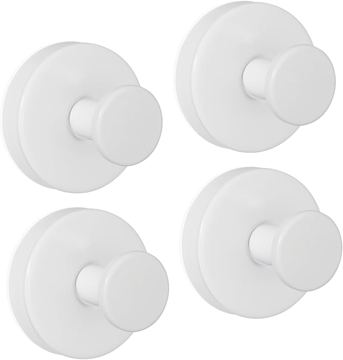 ZESLMG Suction Cup Hooks for Shower, White Wreath Hangers for Front Door Glass Window Bathroom Kitchen Wall, Removable Towel Holder Bath Robe Loofah Coat Hooks No Damage for Hanging, 4 Pack