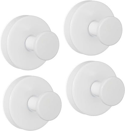 ZESLMG Suction Cup Hooks for Shower, White Wreath Hangers for Front Door Glass Window Bathroom Kitchen Wall, Removable Towel Holder Bath Robe Loofah Coat Hooks No Damage for Hanging, 4 Pack