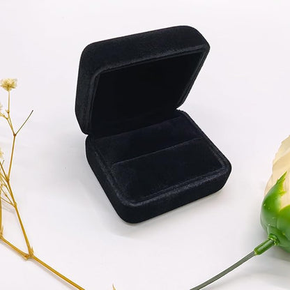 GBYAN 2 Pieces Velvet Ring Box, Jewelry Display Gift Box, Ring Case for Proposal,Engagement, Wedding,Black