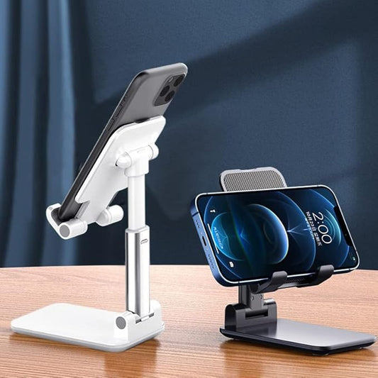 Meetuo 2 Pcs Cell Phone Stand, Adjustable Angle Height Phone Stand for Desk, Fully Foldable/Portable Phone Holder, Compatible with iPhone 17/16/15/14/13/12/Smartphones