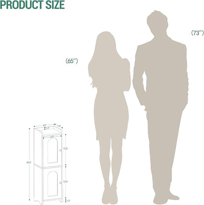 Hzuaneri Bathroom Storage Cabinet, Small Corner Floor Cabinet with 2 Doors and Adjustable Shelf, Narrow Toilet Paper Cabinets, Bathroom Organizer for Small Spaces, 7.9" D x 9.8" W x 29.5" H Greige