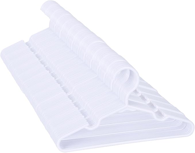 120 Pack White Kids Hangers 11.6 Inch - Baby Clothes Hangers for Toddler & Child, Durable Plastic Children's Hangers for Closet, Pants, Coats, Skirts (Non-Slip, Space-Saving)