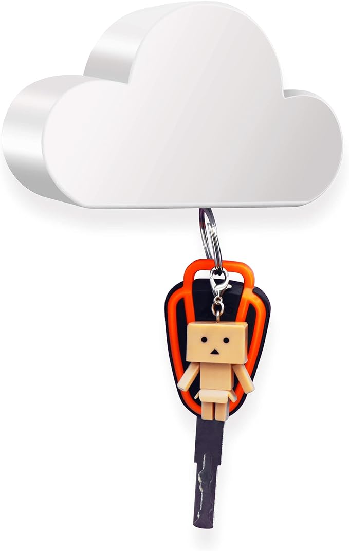 Meyerascal White Cloud Magnetic Key Holder for Wall, Strong Magnetic to Securely Hang Multiple Keys and Keychain, Novelty Cute Home Decorations, Easy to Install and Convenient to Use. (White)