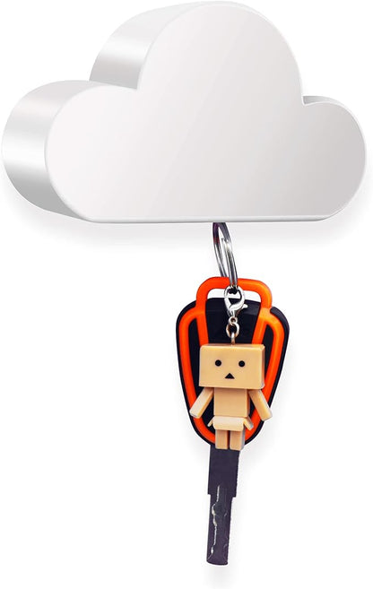 Meyerascal White Cloud Magnetic Key Holder for Wall, Strong Magnetic to Securely Hang Multiple Keys and Keychain, Novelty Cute Home Decorations, Easy to Install and Convenient to Use. (White)