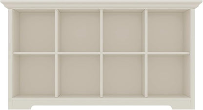 Cube Shelf Bookcase with Base - Wooden 2 Tiers Floor Standing Low Storage Cabinet for Home and Office, 8-Cube Lattice Bookshelf, Warm White