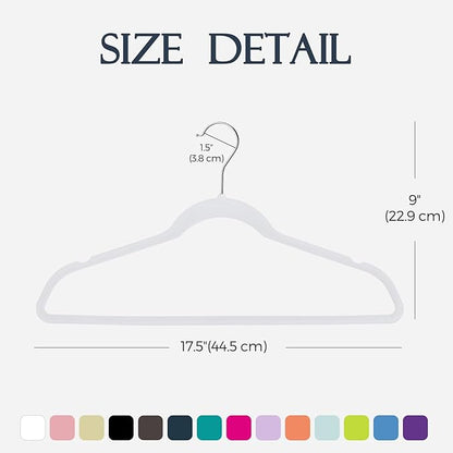 HOUSE DAY White Velvet Hangers 60 Pack, Non Slip Clothes Felt Hanger Heavy Duty for Coat, Premium Slim Space Saving Suit Hangers for Closet Organizer, 360° Rotating Silver Hook